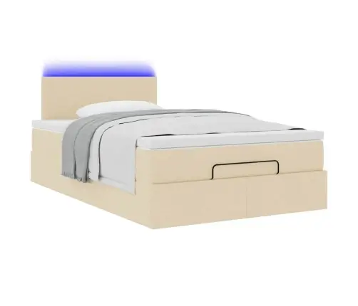 Osmanų Lova Su Čiužiniu Ir Led, Kreminės Sp., 120X190Cm Audinys
