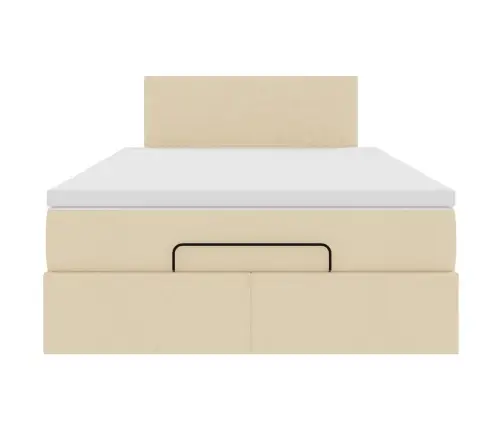 Osmanų Lova Su Čiužiniu Ir Led, Kreminės Sp., 120X190Cm Audinys