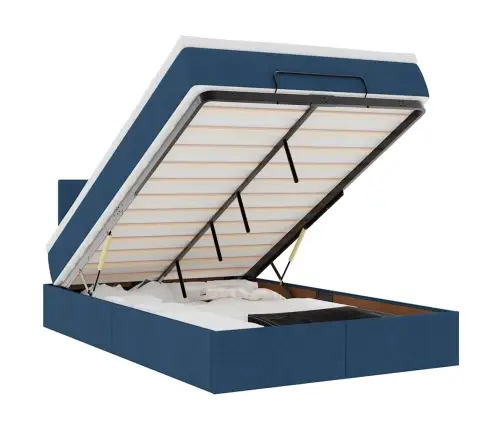 Osmaņu Gulta Ar Matraci&Leds, Zils, 120X190 Cm, Audums Vidaxl