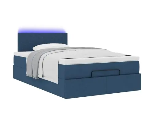 Osmaņu Gulta Ar Matraci&Leds, Zils, 120X190 Cm, Audums Vidaxl