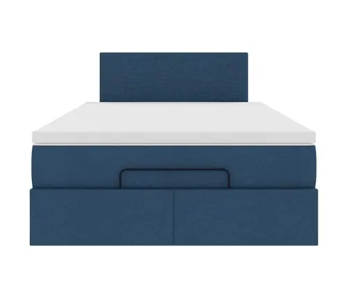 Osmaņu Gulta Ar Matraci&Leds, Zils, 120X190 Cm, Audums Vidaxl