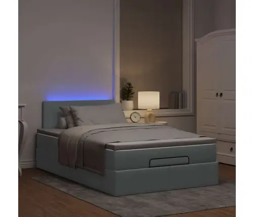 Ottomani Voodi Madratsiga, Helehall, 120X200cm Kangas