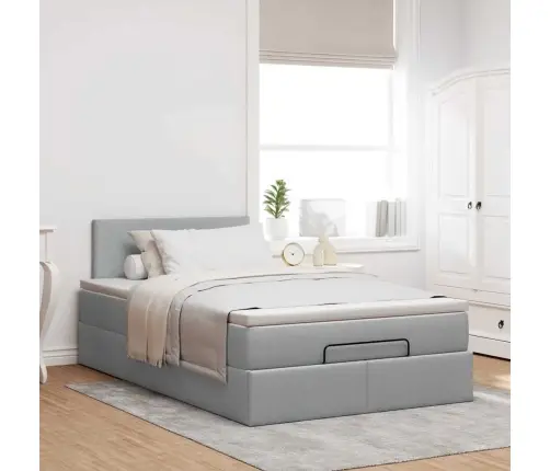 Ottomani Voodi Madratsiga, Helehall, 120X200cm Kangas