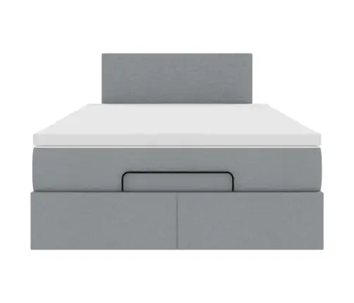 Ottomani Voodi Madratsiga, Helehall, 120X200cm Kangas