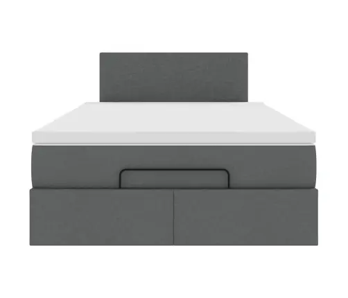 Osmaņu Gulta Ar Matraci&Leds, Tumši Pelēks, 120X200 Cm, Audums Vidaxl