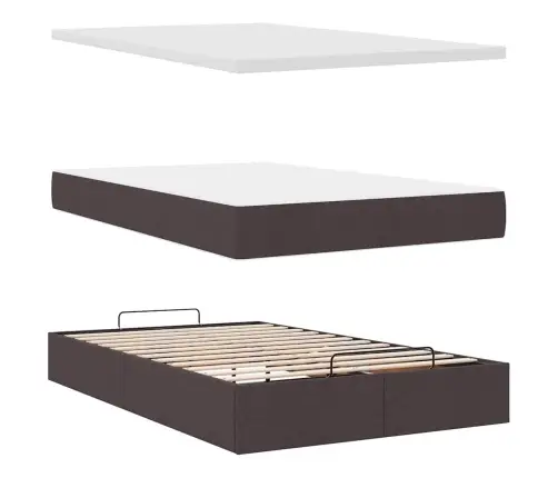 Osmaņu Gultas Rāmis Ar Matrača Tumši Brūns 120X200 Cm Audums Vidaxl
