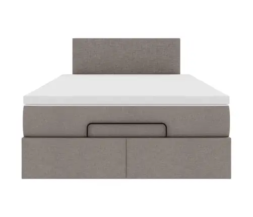 Osmaņu Gultas Rāmis Ar Matrača Pelēkbrūns 120X200Cm Audums Vidaxl