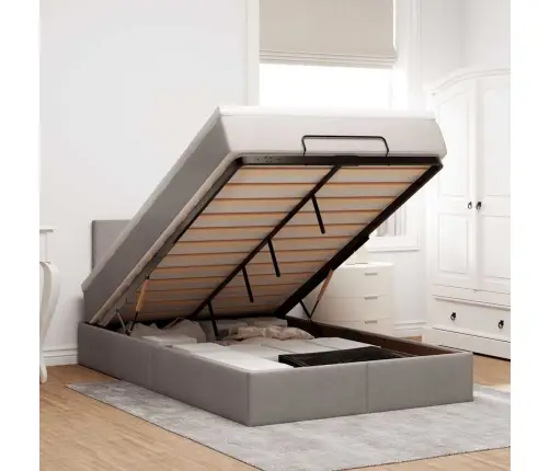 Osmaņu Gultas Rāmis Ar Matrača Pelēkbrūns 120X200Cm Audums Vidaxl