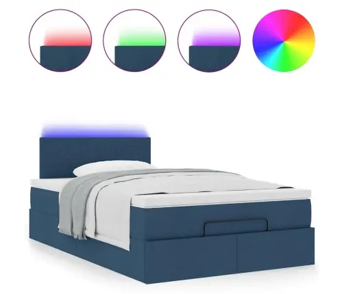 Osmaņu Gulta Ar Matraci & Leds, Zils, 120X200 Cm, Audums Vidaxl