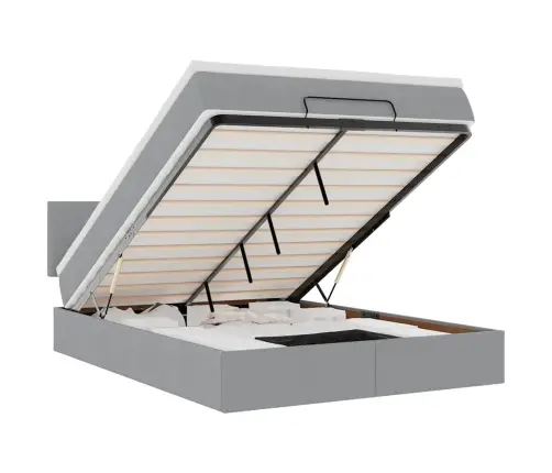 Osmaņu Gulta Ar Matraci&Leds, Gaiši Pelēks, 140X190 Cm, Audums Vidaxl