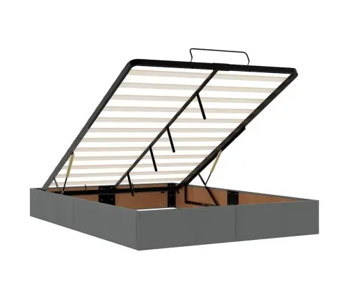 Ottomani Voodi Madratsita Ja Led, Tumehall, 140X190cm Kangas