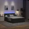 Ottomani Voodi Madratsita Ja Led, Must, 140X190 cm Kangas