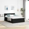 Ottomani Voodi Madratsita Ja Led, Must, 140X190 cm Kangas