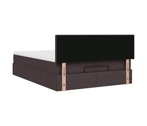 Osmaņu Gulta Ar Matraci&Leds, Tumši Brūns, 140X190 Cm, Audums Vidaxl