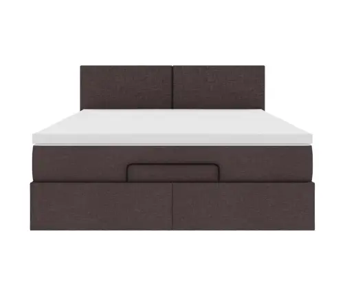 Osmaņu Gulta Ar Matraci&Leds, Tumši Brūns, 140X190 Cm, Audums Vidaxl