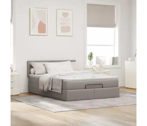 Osmaņu Gulta Ar Matraci & Leds, Taupē, 140X190 Cm, Audums Vidaxl