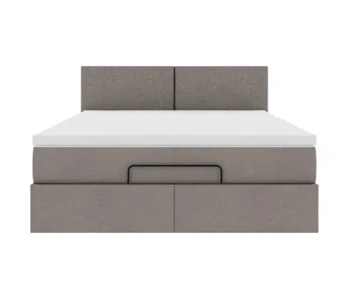 Osmaņu Gulta Ar Matraci & Leds, Taupē, 140X190 Cm, Audums Vidaxl