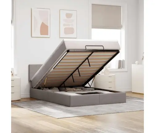 Osmaņu Gulta Ar Matraci & Leds, Taupē, 140X190 Cm, Audums Vidaxl