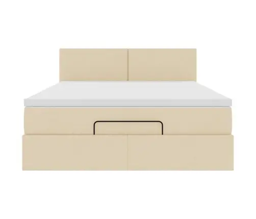 Osmaņu Gulta Ar Matraci & Leds, Krēmkrāsas, 140X190 Cm, Audums Vidaxl