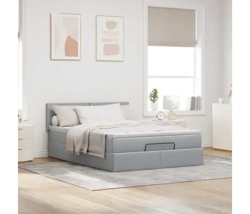 Osmaņu Gultas Rāmis Ar Matrača Gaiši Pelēks 140X200 Cm Audums Vidaxl