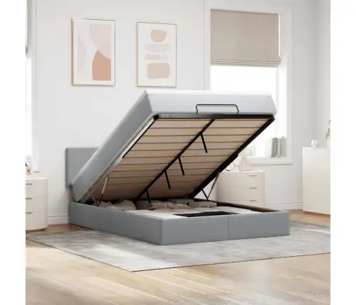 Osmaņu Gultas Rāmis Ar Matrača Gaiši Pelēks 140X200 Cm Audums Vidaxl