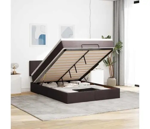 Osmaņu Gultas Rāmis Ar Matrača Tumši Pelēks 140X200 Cm Audums Vidaxl