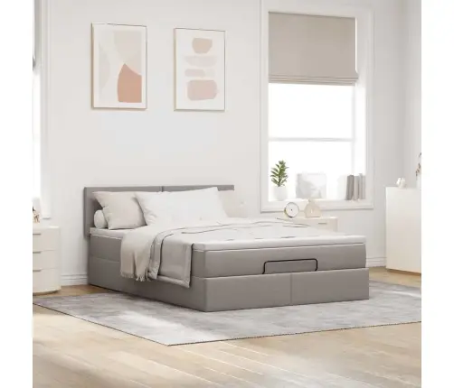 Osmaņu Gulta Ar Matraci Un Gaismas Diodēm Taupē 140X200 Cm Vidaxl