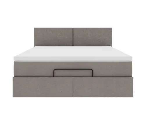 Osmaņu Gulta Ar Matraci Un Gaismas Diodēm Taupē 140X200 Cm Vidaxl