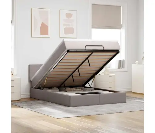 Osmaņu Gulta Ar Matraci Un Gaismas Diodēm Taupē 140X200 Cm Vidaxl