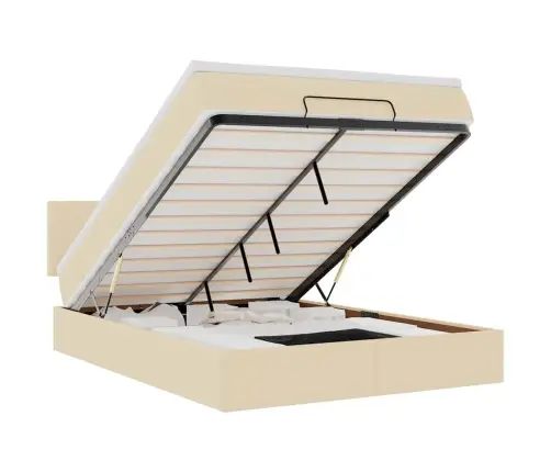 Osmaņu Gulta Ar Matraci & Leds, Krēmkrāsas, 140X200 Cm, Audums Vidaxl