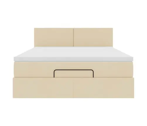 Osmaņu Gulta Ar Matraci & Leds, Krēmkrāsas, 140X200 Cm, Audums Vidaxl