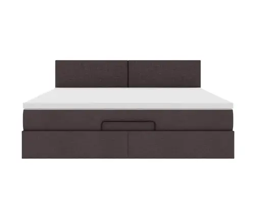 Osmaņu Gultas Rāmis Ar Matrača Tumši Brūns 160X200Cm Audums Vidaxl