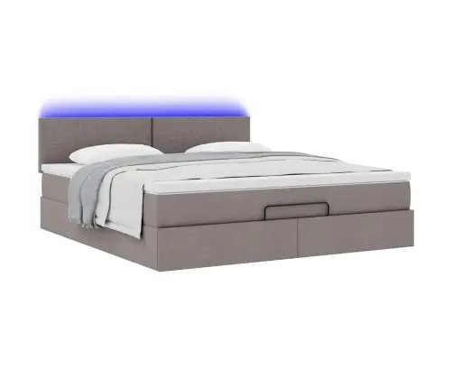 Osmanų Lovos Rėmas Su Čiužiniu, Taupe, 160X200 cm Audinys