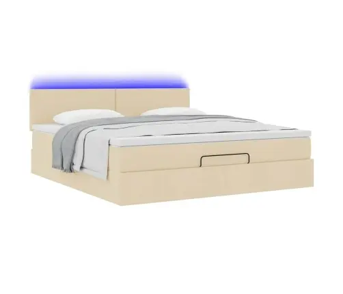 Osmaņu Gultas Rāmis Ar Matrača Krēmkrāsas 160X200Cm Audums Vidaxl