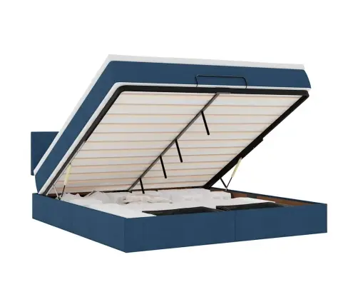 Osmaņu Gultas Rāmis Ar Matrača Zils 160X200Cm Audums Vidaxl