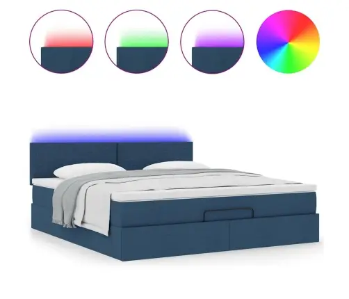 Osmaņu Gultas Rāmis Ar Matrača Zils 160X200Cm Audums Vidaxl