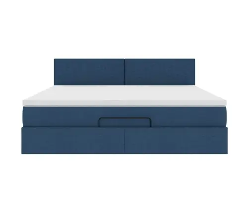 Osmaņu Gultas Rāmis Ar Matrača Zils 160X200Cm Audums Vidaxl