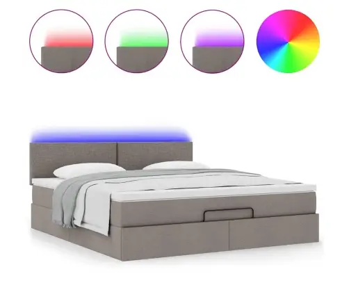 Osmaņu Gulta Ar Matraci & Leds, Pelēkbrūns, 180X200Cm, Audums Vidaxl