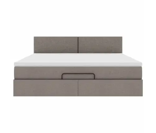 Osmaņu Gulta Ar Matraci & Leds, Pelēkbrūns, 180X200Cm, Audums Vidaxl