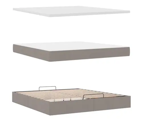 Osmaņu Gulta Ar Matraci & Leds, Pelēkbrūns, 180X200Cm, Audums Vidaxl