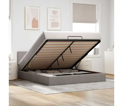 Osmaņu Gulta Ar Matraci & Leds, Pelēkbrūns, 180X200Cm, Audums Vidaxl