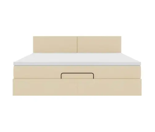 Ottomani Voodi Madratsi Ja Led, Kreemjas, 180X200 cm Kangas