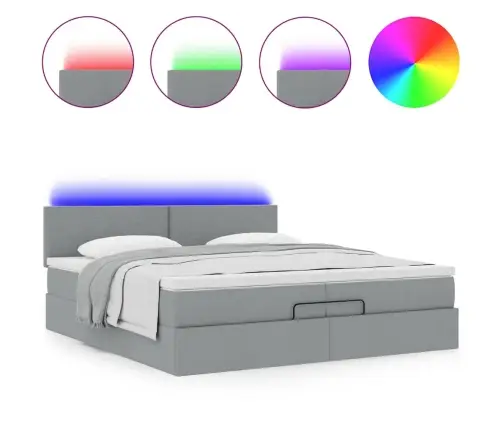 Ottomani Voodiraam Madratsitega, Helehall, 200X200cm Kangas