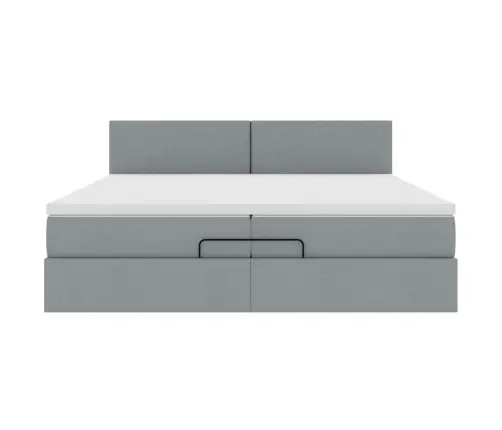 Ottomani Voodiraam Madratsitega, Helehall, 200X200cm Kangas