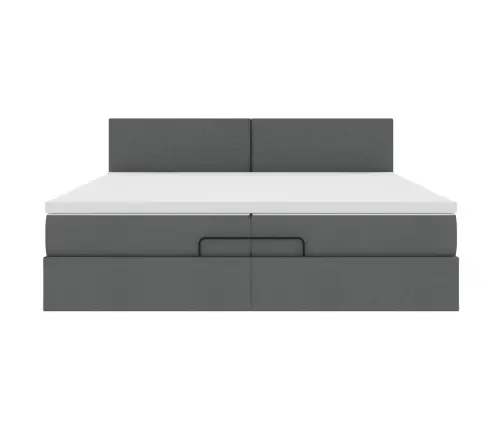 Osmaņu Gultas Rāmis Ar Matračiem Tumši Pelēks 200X200Cm Audums Vidaxl