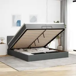 Osmaņu Gultas Rāmis Ar Matračiem Tumši Pelēks 200X200Cm Audums Vidaxl