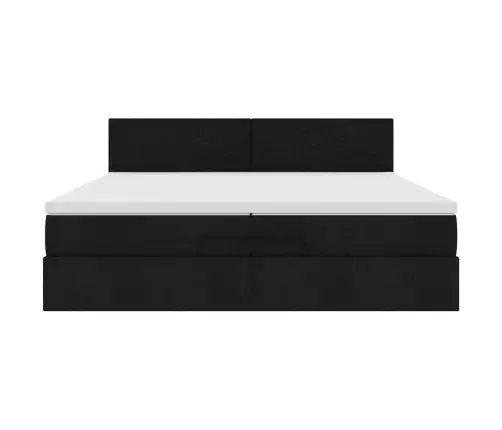 Osmaņu Gultas Rāmis Ar Matračiem Melns 200X200Cm Audums Vidaxl