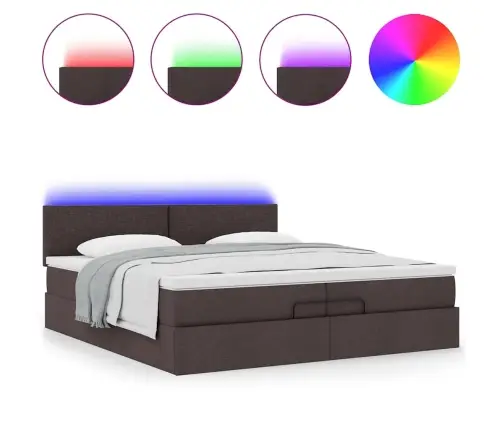 Osmaņu Gultas Rāmis Ar Matračiem Tumši Brūns 200X200Cm Audums Vidaxl