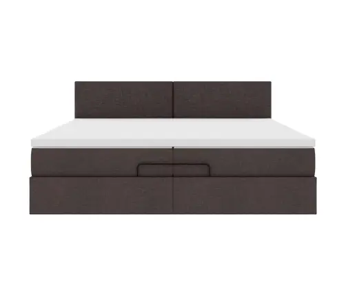 Osmaņu Gultas Rāmis Ar Matračiem Tumši Brūns 200X200Cm Audums Vidaxl