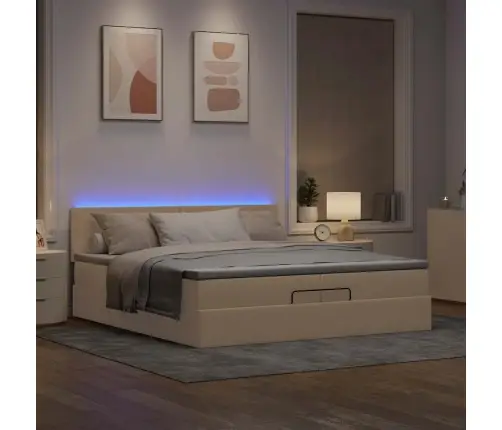 Osmanų Lovos Rėmas Su Čiužiniais, Kreminis, 200X200cm Audinys